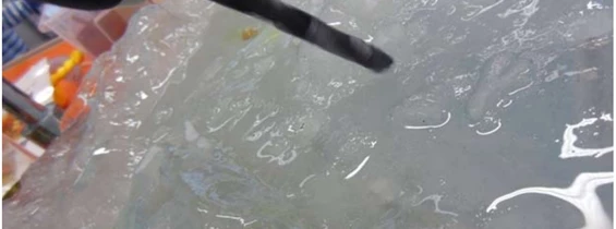 Wasser: Kinder bearbeiten einen Eisblock im Workshop „Wasser marsch“. - Grundschule - „Wasser marsch“